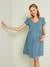Musselin-Kleid, Schwangerschaft & Stillzeit Oeko-Tex - aquamarin+blau+karamell+weiß - 4