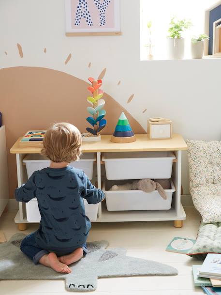 Kinderzimmer Kommode mit 4 Aufbewahrungsboxen PTILOU - weiß/natur - 6