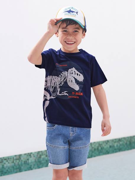 Jungen T-Shirt, Dinosaurier Oeko-Tex - dunkelblau+mintgrün - 4