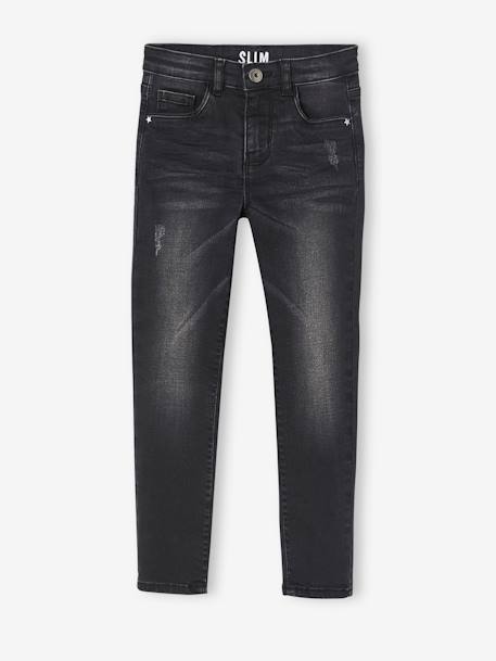 Mädchen Slim-Fit-Jeans WATERLESS, Hüftweite REGULAR - blue stone+dark blue+schwarz - 26