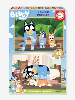 Spielzeug-Lernspielzeug-2er-Set Kinder Holz-Puzzles BLUEY EDUCA, 16 Teile