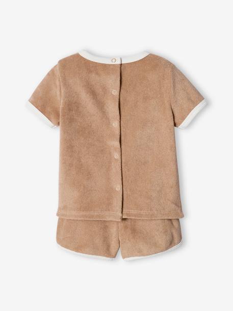 Baby-Set aus Frottee: T-Shirt & Shorts - graubeige - 6