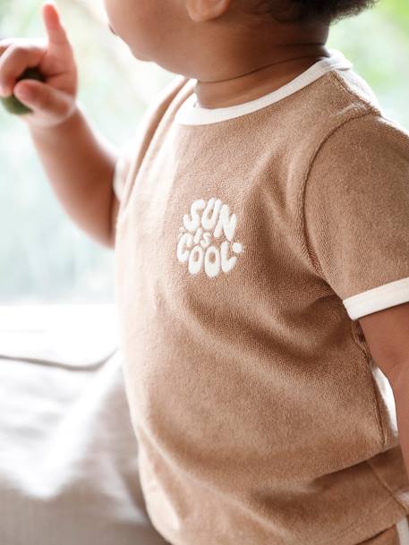 Baby-Set aus Frottee: T-Shirt & Shorts - graubeige - 10