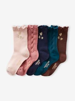 Maedchenkleidung-Unterwäsche, Socken, Strumpfhosen-Socken-5er-Pack Mädchen Socken, Zopfstrick/Rippstrick Oeko-Tex