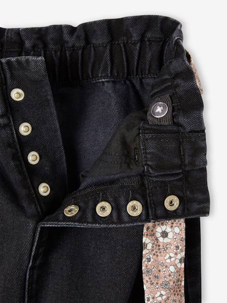 Mädchen Paperbag-Jeans mit Blumen-Gürtel - blue stone+dark blue+grauer denim+schwarz denim - 24
