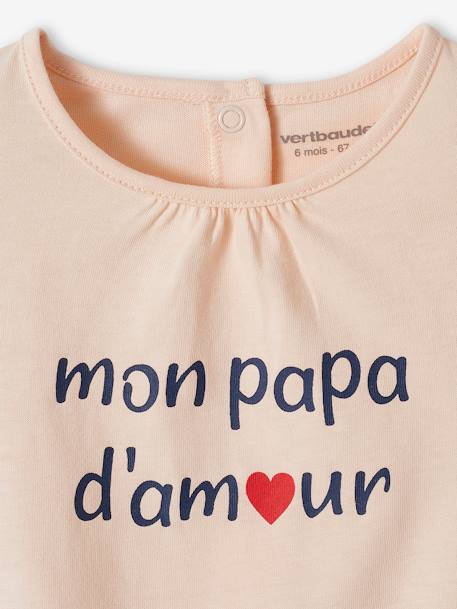 Baby T-Shirt mit Schriftzug Bio-Baumwolle - hellrosa+wollweiß - 3