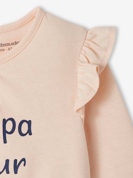 Baby T-Shirt mit Schriftzug Bio-Baumwolle - hellrosa+wollweiß - 2