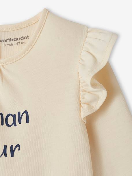 Baby T-Shirt mit Schriftzug Bio-Baumwolle - hellrosa+wollweiß - 7