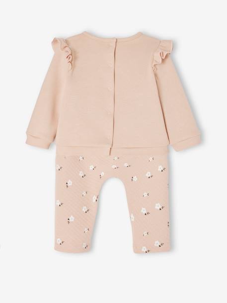 Baby-Set: Sweatshirt & Hose - grau meliert+rosa nude+tonfarben+wollweiß - 10