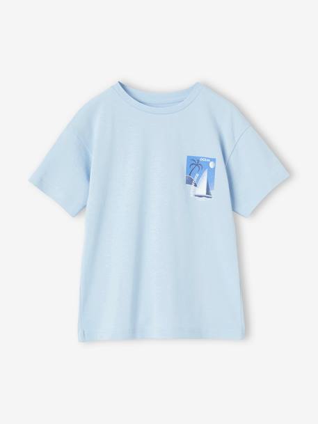 Jungen T-Shirt mit Print hinten Oeko-Tex - himmelblau - 4