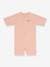 Kinder UV-Overall LÄSSIG mit kurzen Ärmeln - rosa nude+weiß gestreift - 1