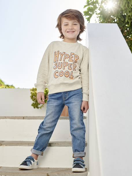 Jungen Sweatshirt mit Print BASIC Oeko-Tex - aprikose+beige meliert+graublau+pistaziengrün - 8