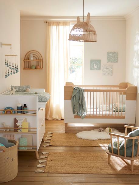 Kinderzimmer Vorhang aus Musselin, Tunnelzug - blaugrau+grün+hellbeige+karamell+zartrosa - 12