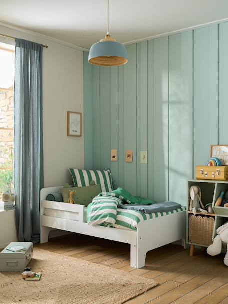 Kinderzimmer Vorhang aus Musselin, Tunnelzug - blaugrau+grün+hellbeige+karamell+zartrosa - 4