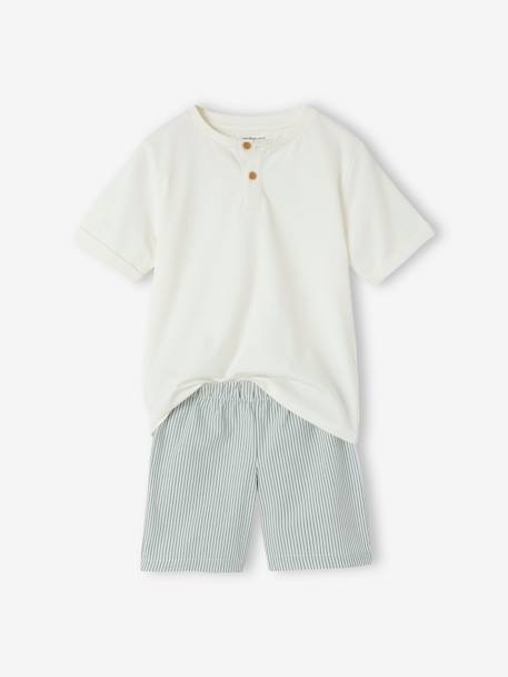 Jungen Sommer-Schlafanzug, personalisierbar Oeko-Tex - wollweiß - 2