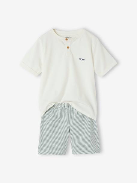 Jungen Sommer-Schlafanzug, personalisierbar Oeko-Tex - wollweiß - 5