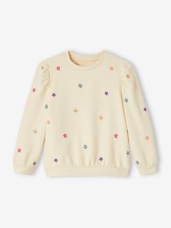 Maedchenkleidung-Mädchen Sweatshirt mit Blumenstickerei