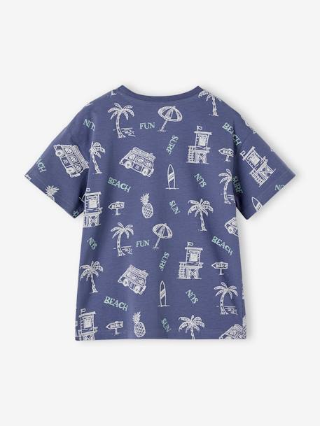 Jungen T-Shirt mit Recycling-Baumwolle - grün bedruckt+schieferblau+weiß bedruckt - 5