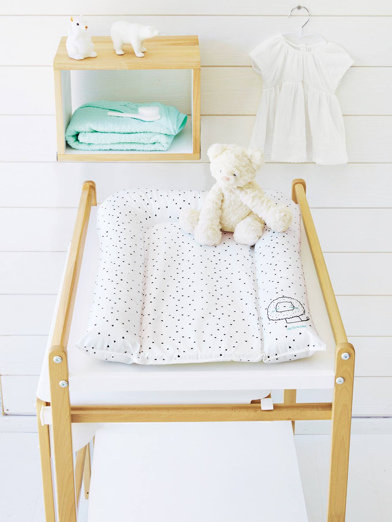 Vertbaudet Baby Wickelauflage Weiß Bedruckt Löwe Einheitsgröße