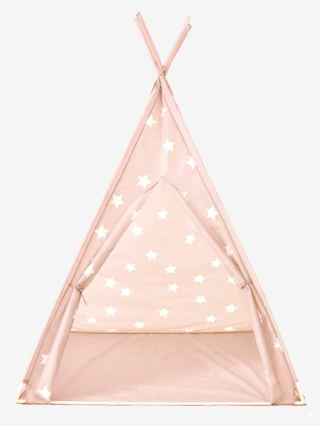 Spielzelt / Tipi „Inka“ - grau/sterne+zartrosa bedruckt - 6