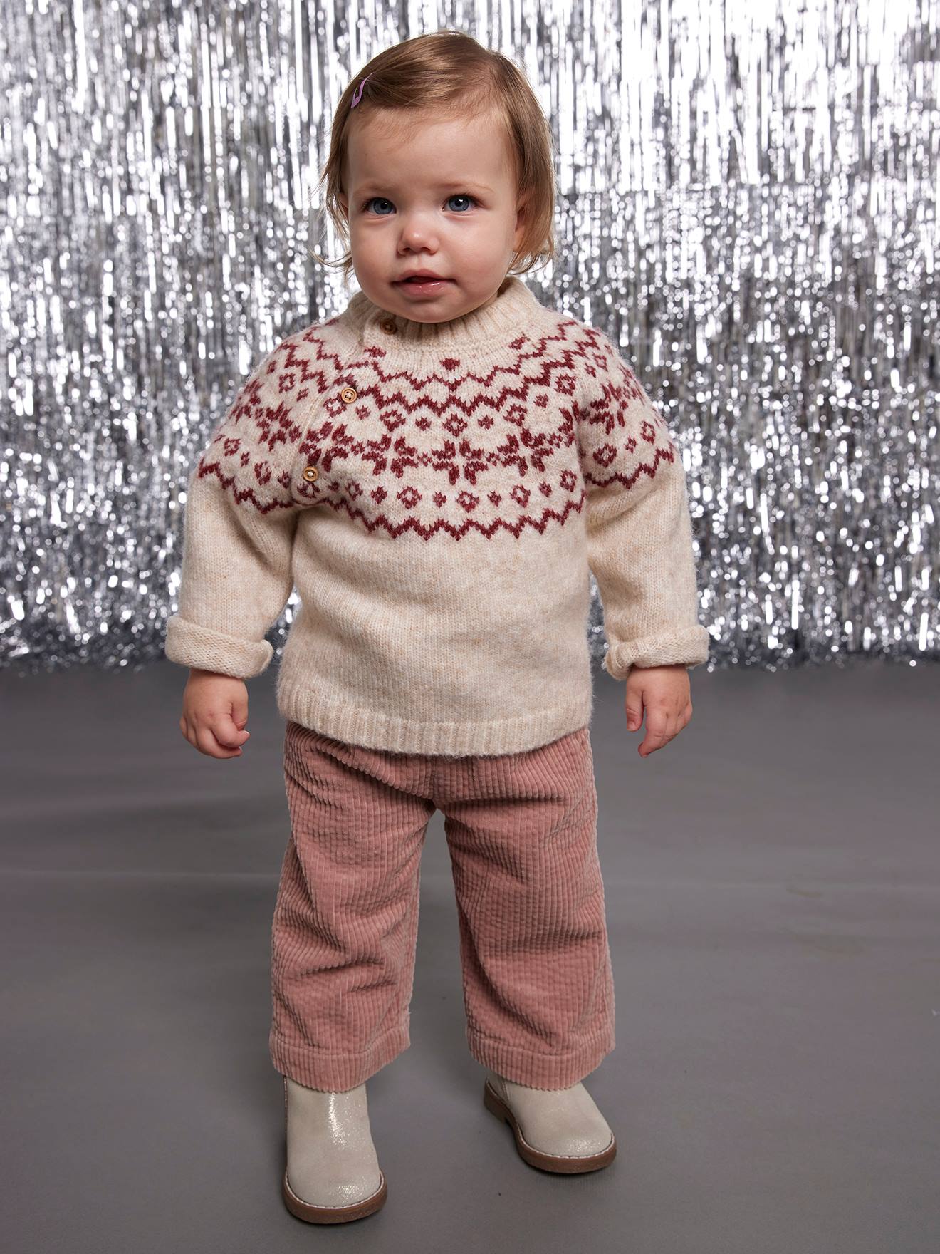 Thumbnail - Baby Weihnachts-Pullover Jacquardstrick-Capsule ENVIE DE FRAISE