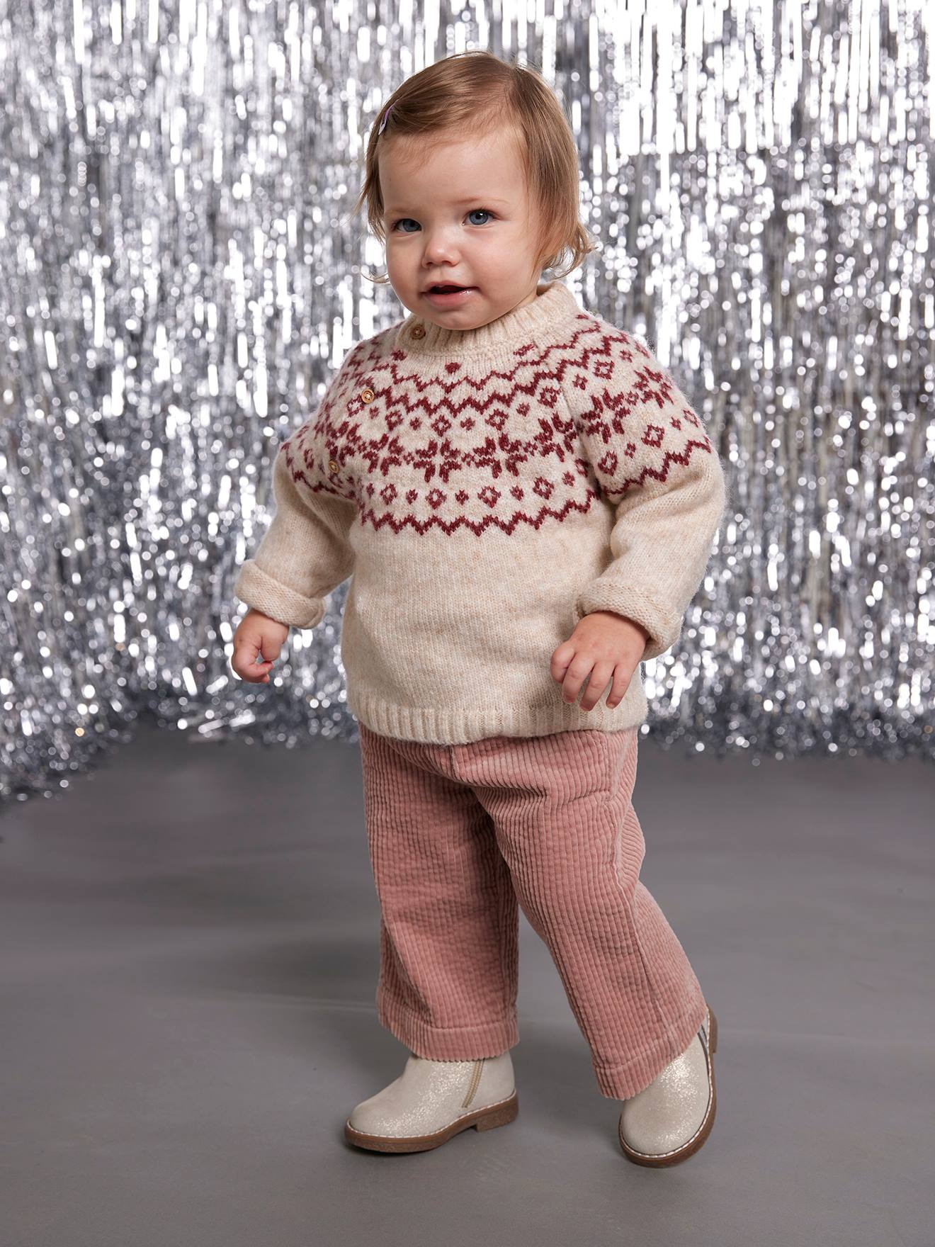 Thumbnail - Baby Weihnachts-Pullover Jacquardstrick-Capsule ENVIE DE FRAISE