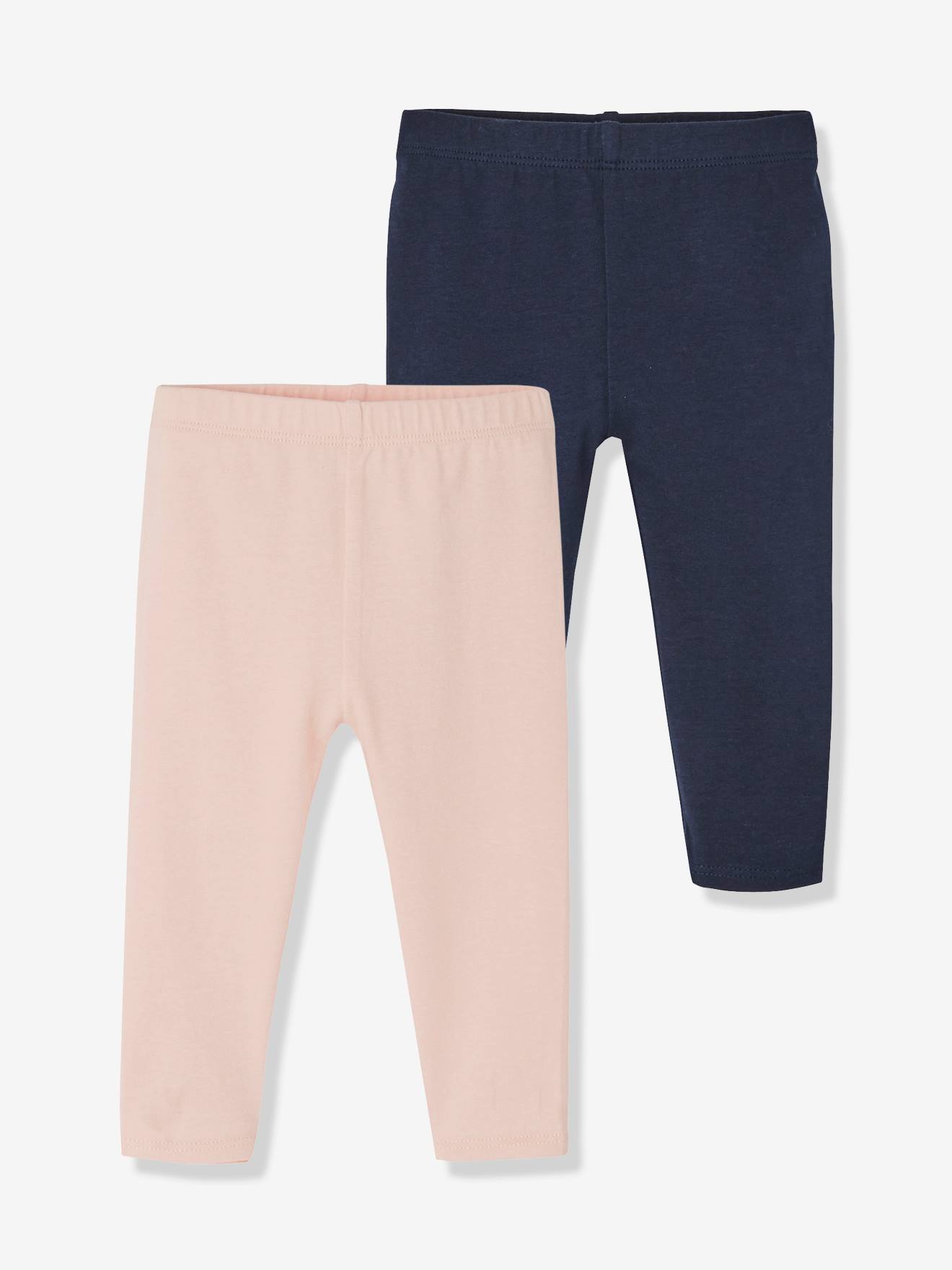 VERTBAUDET 2er-Pack Leggings Baby M/ädchen schwarz+grau meliert 80