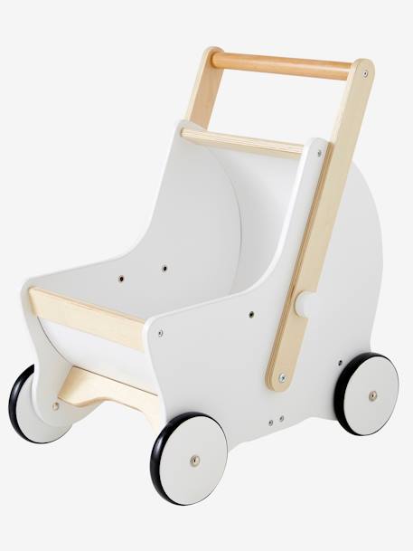 2-in-1 Puppen-Kinderwagen, Lauflernwagen aus Holz FSC® - rosa+weiß/natur - 7