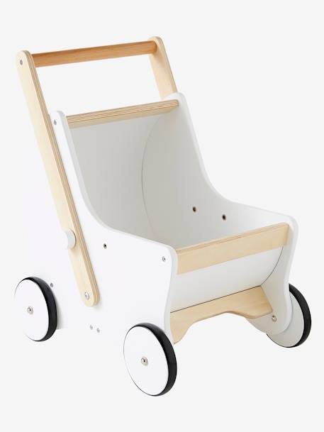 2-in-1 Puppen-Kinderwagen, Lauflernwagen aus Holz FSC® - rosa+weiß/natur - 6