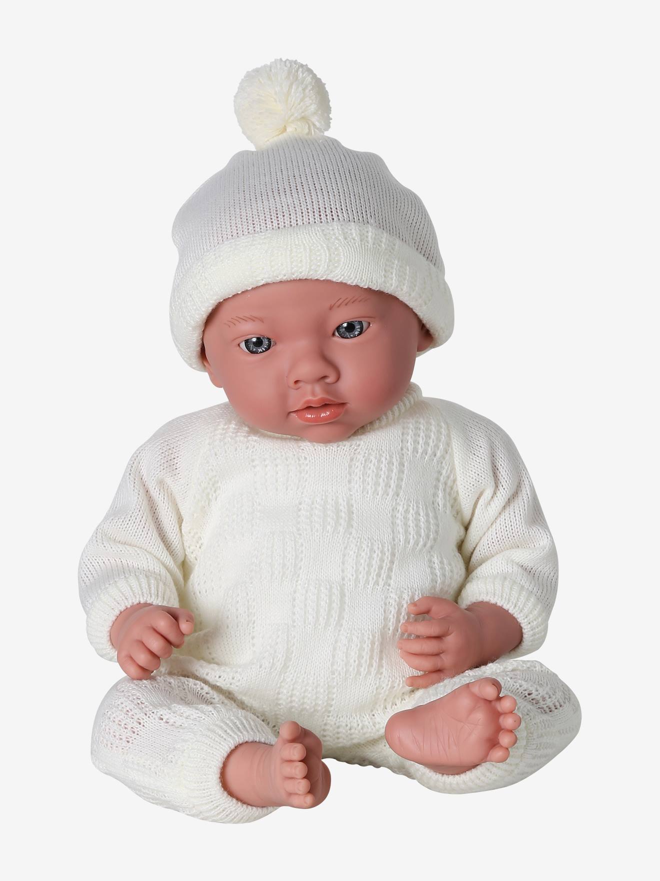 Babypuppe 40 cm, lebensecht mit Zusatzgewicht wollweiß von vertbaudet