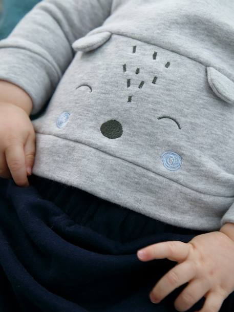 Baby Set aus Sweatshirt und Hose, personalisierbar Oeko-Tex - braun+grau meliert+nachtblau+hellbeige+pfirsich+wollweiß+pfirsich - 17