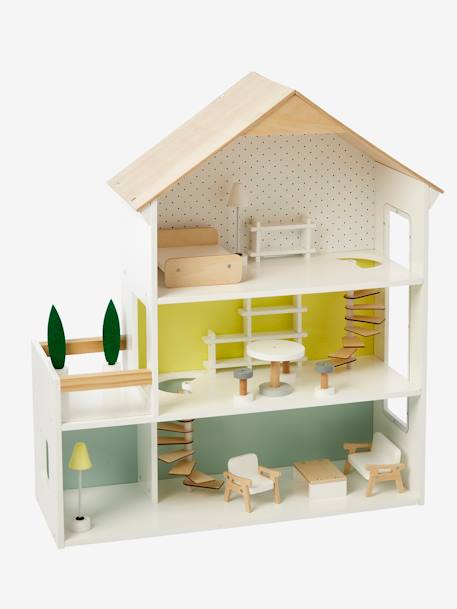 Puppenhaus aus Holz FSC - weiß/natur - 8