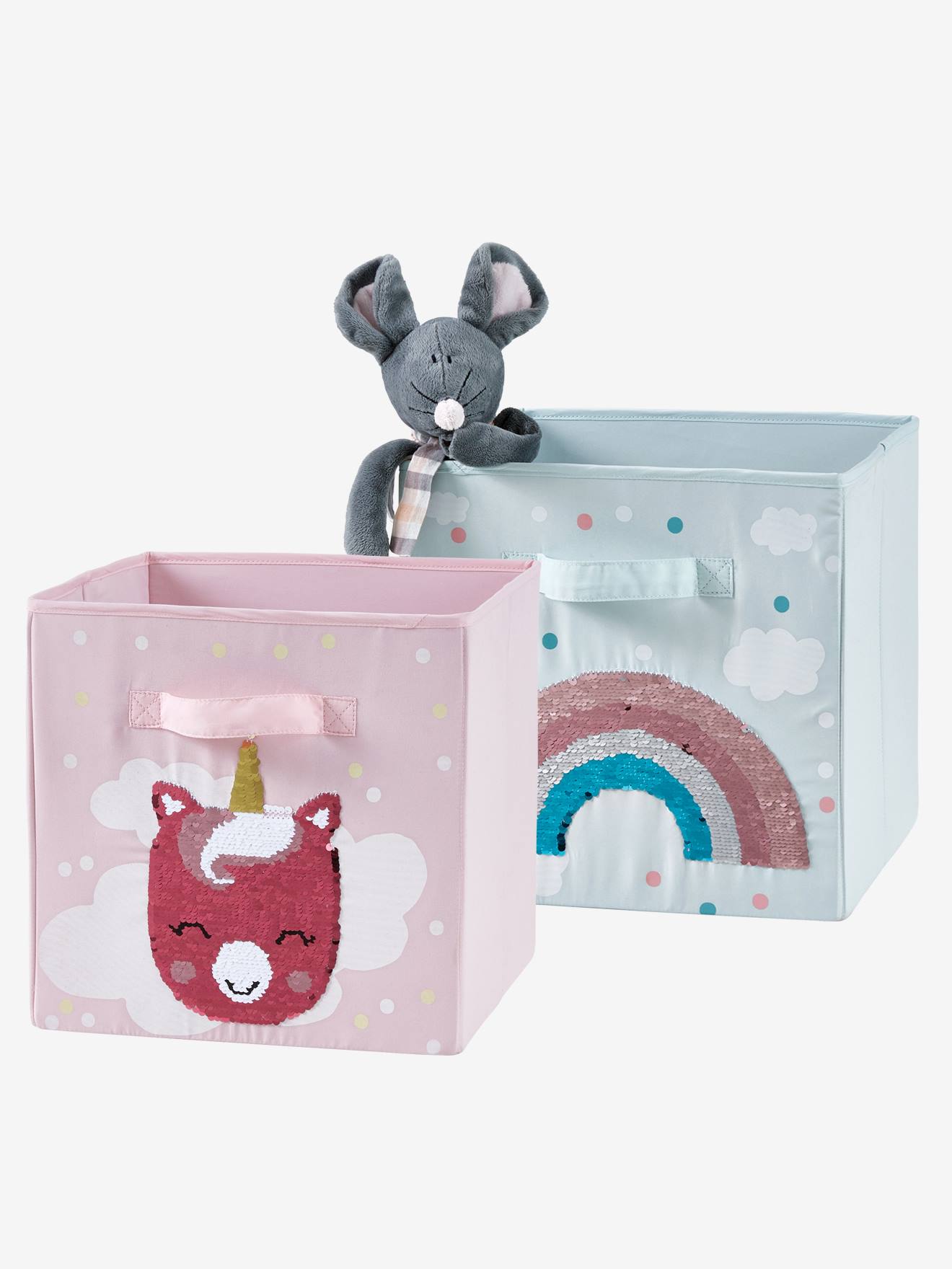 Vertbaudet 2 Aufbewahrungsboxen mit Wendepailletten in