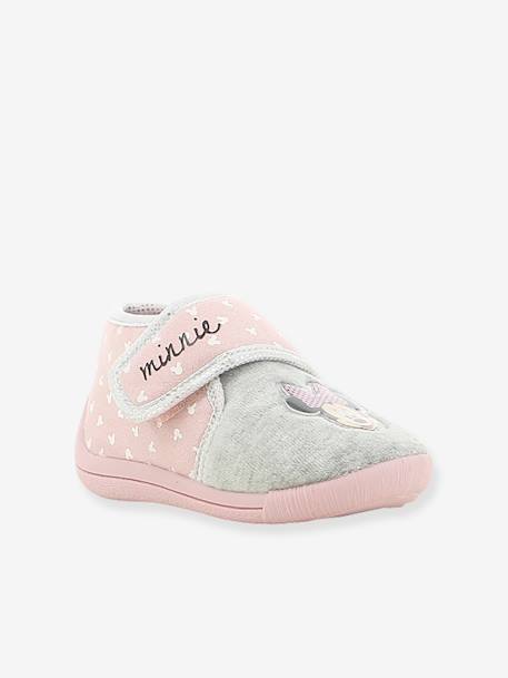 Minnie Babyhausschuhe Fur Madchen Klett Minnie Maus In Rosa Grau