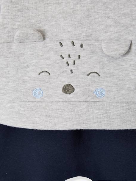 Baby Set aus Sweatshirt und Hose, personalisierbar Oeko-Tex - braun+grau meliert+nachtblau+pfirsich+wollweiß+pfirsich - 15