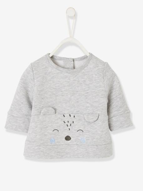 Baby Set aus Sweatshirt und Hose - grau meliert+nachtblau+hellbeige+wollweiß+pfirsich - 3