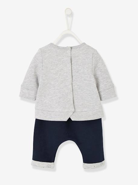 Baby Set aus Sweatshirt und Hose, personalisierbar Oeko-Tex - braun+grau meliert+nachtblau+hellbeige+pfirsich+wollweiß+pfirsich - 14