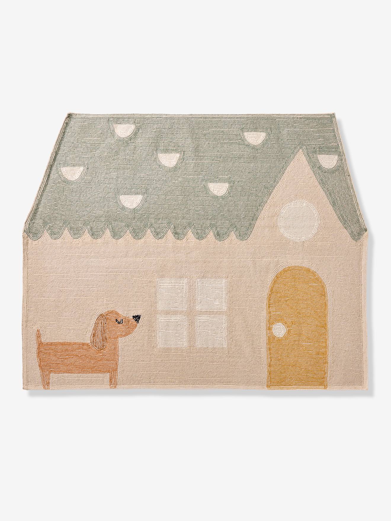 Thumbnail - Teppich Kinderzimmer Haus & Hund sandfarben