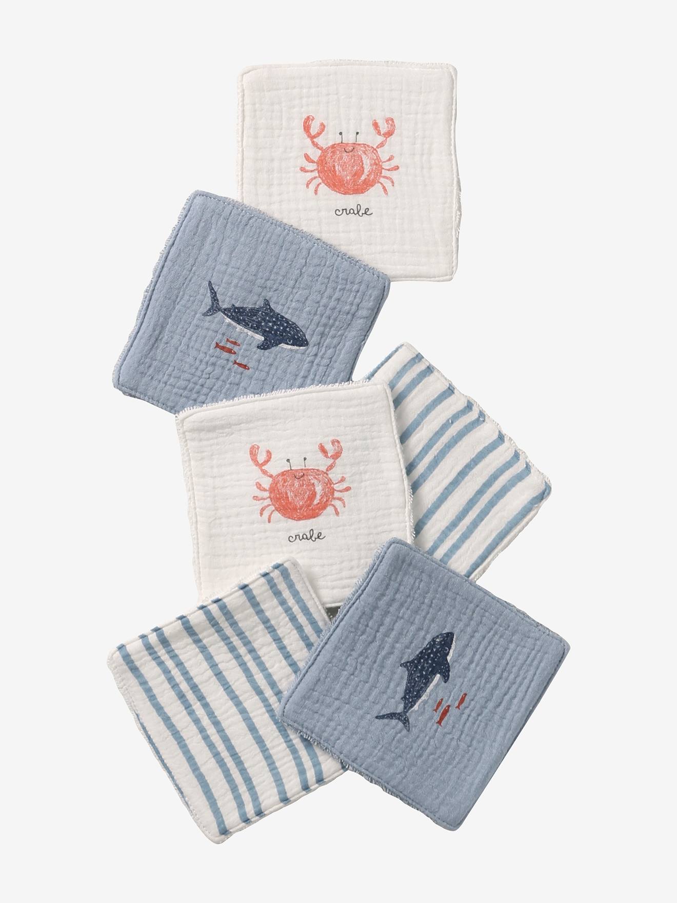 6er-Pack Waschlappen mit Aufbewahrungsbeutel beige von vertbaudet
