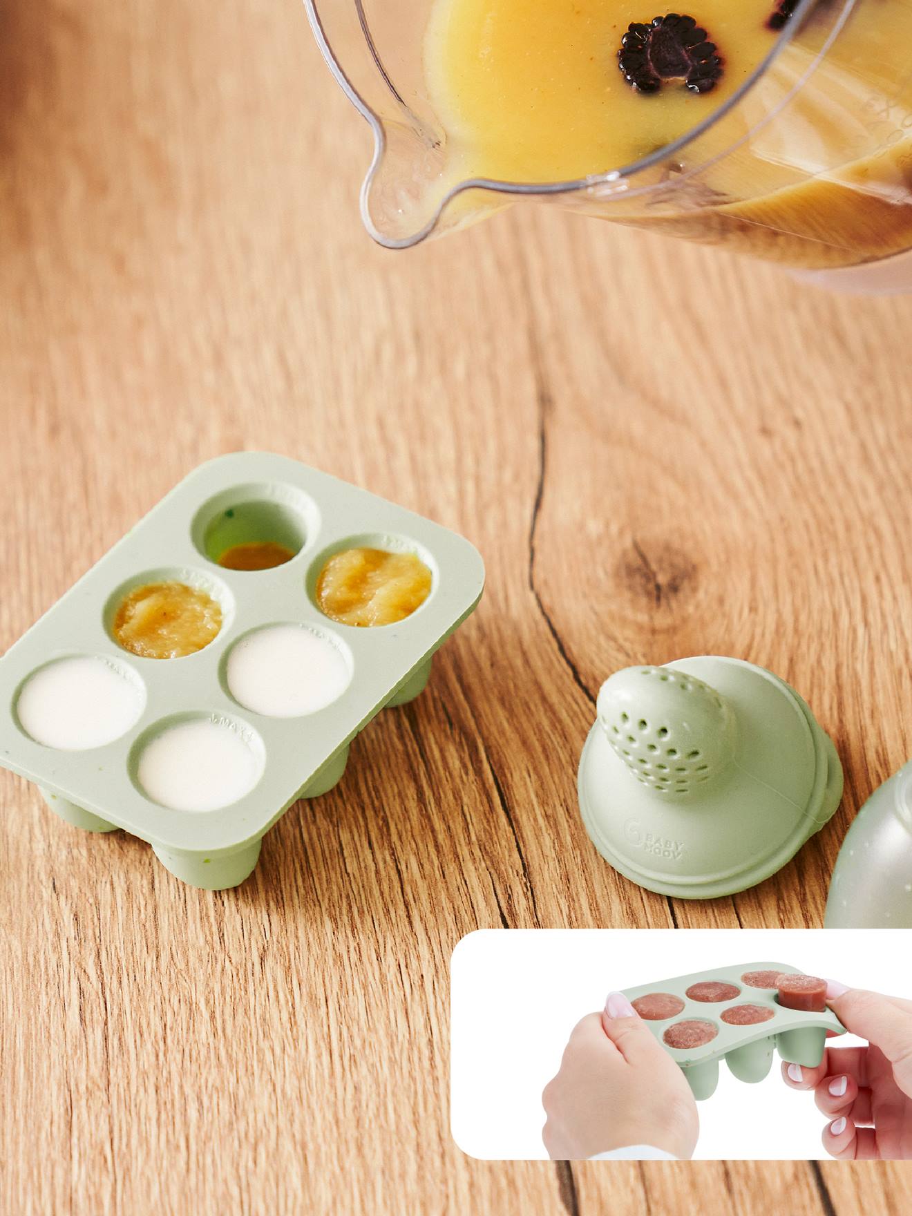 Thumbnail - Fruchtsauger & 2 Behälter aus Silikon Baby BABYMOOV