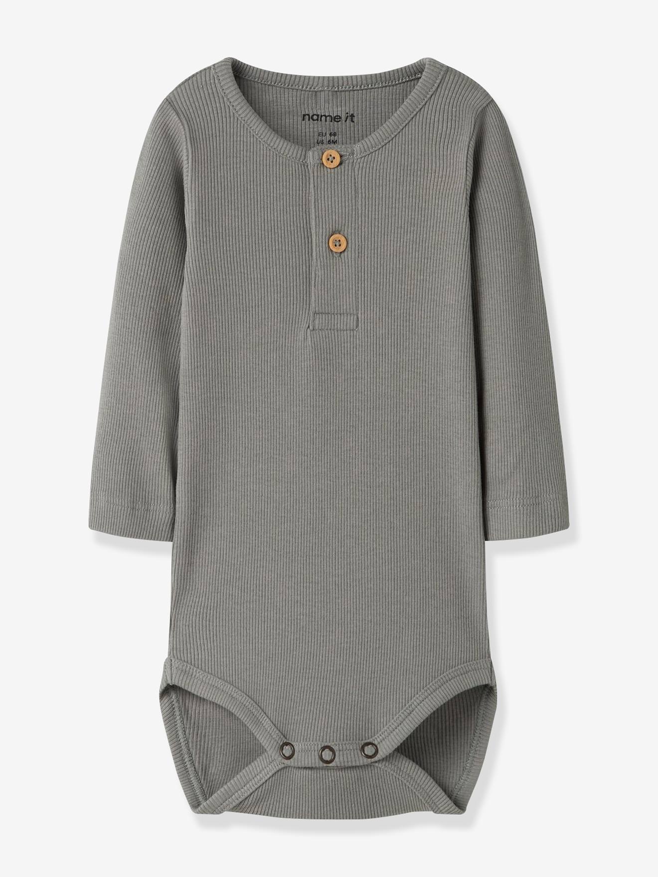Body mit langen Ärmeln NBFKAB Jungen Baby NAME IT grau Gr. 56