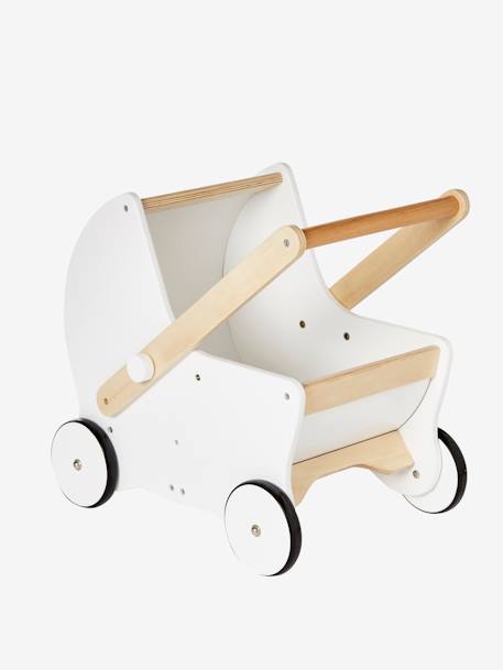 2-in-1 Puppen-Kinderwagen, Lauflernwagen aus Holz FSC® - rosa+weiß/natur - 7