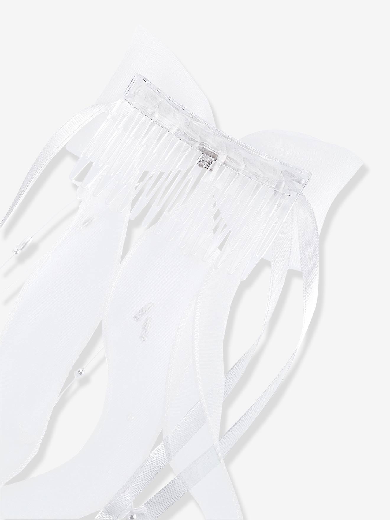 Thumbnail - Haargesteck DAITHNE mit Organza-Schleife und Korkenzieherbändern Kommunion Mädchen DANAMADE