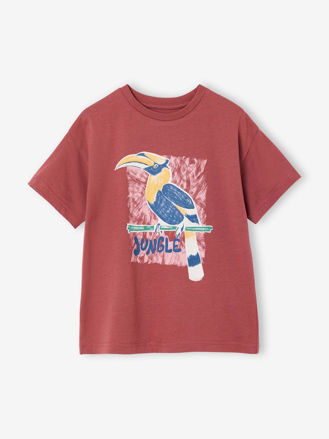 T-Shirt mit Dschungelprint & Recycling-Baumwolle Jungen terrakotta Gr. 158/164 von vertbaudet