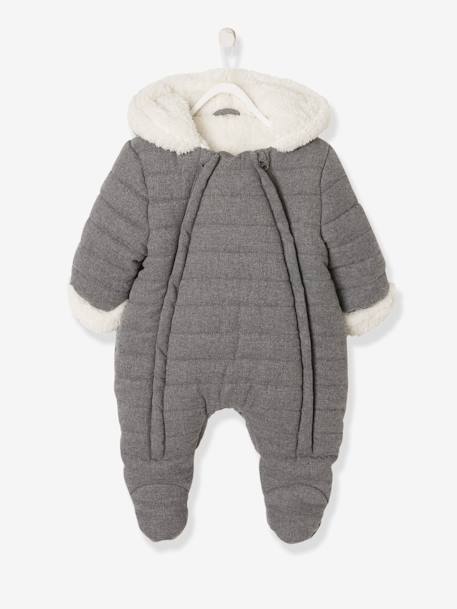 Baby Overall aus Flanell, Recycling-Polyester, - dunkelgrau meliert+nachtblau - 1