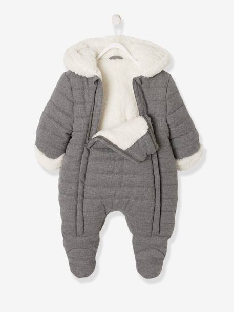 Baby Overall aus Flanell, Recycling-Polyester, - dunkelgrau meliert+nachtblau - 2