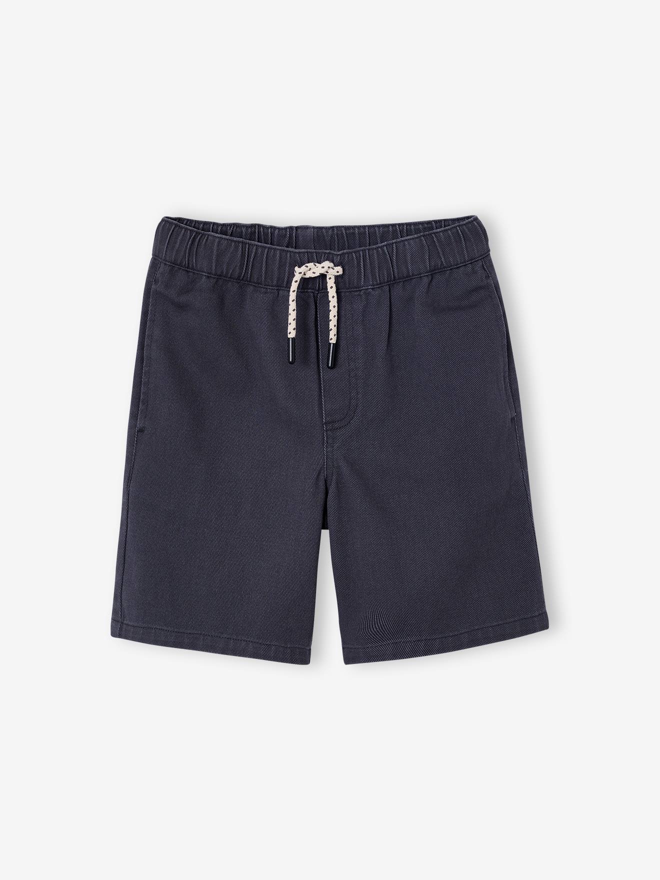 Twill-Shorts mit Dehnbund Jungen grau Gr. 158/164 von vertbaudet