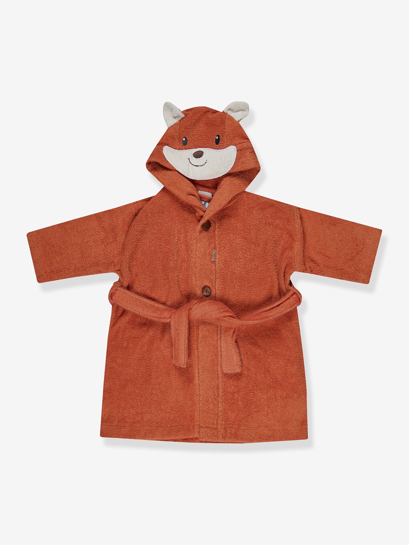Bademantel Fuchs-Design mit 3D-Ohren Kinder Sterntaler rost Gr. 92/98