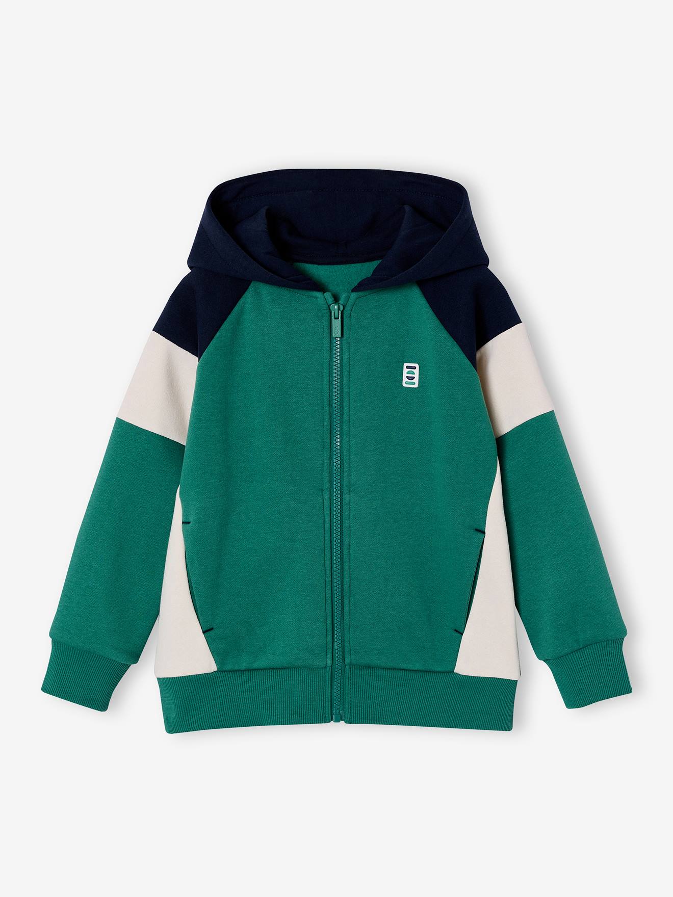 Kapuzensweatjacke Jungen im Colorblock-Look