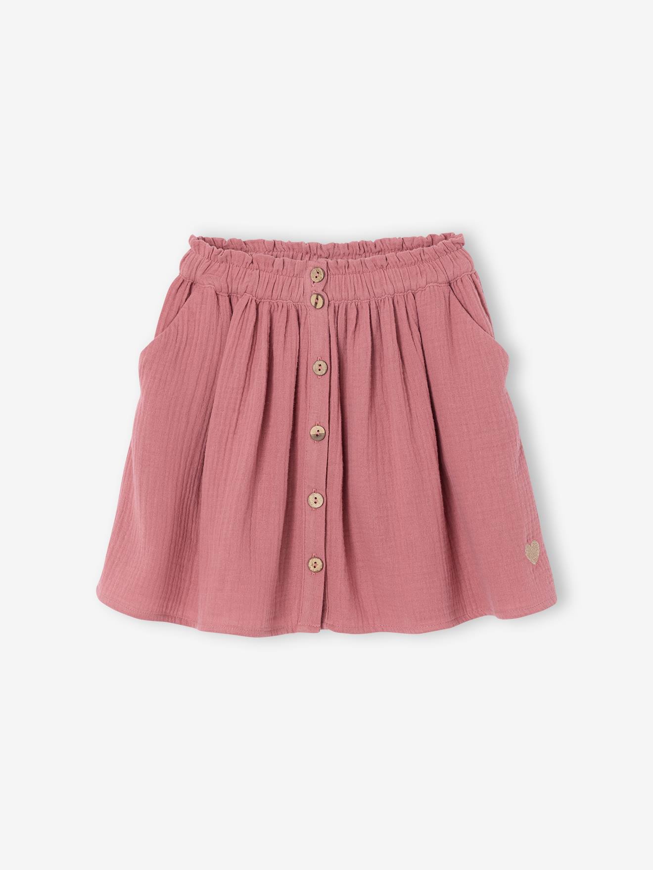 Vertbaudet Rock Aus Musselin Mädchen Altrosa 146/152